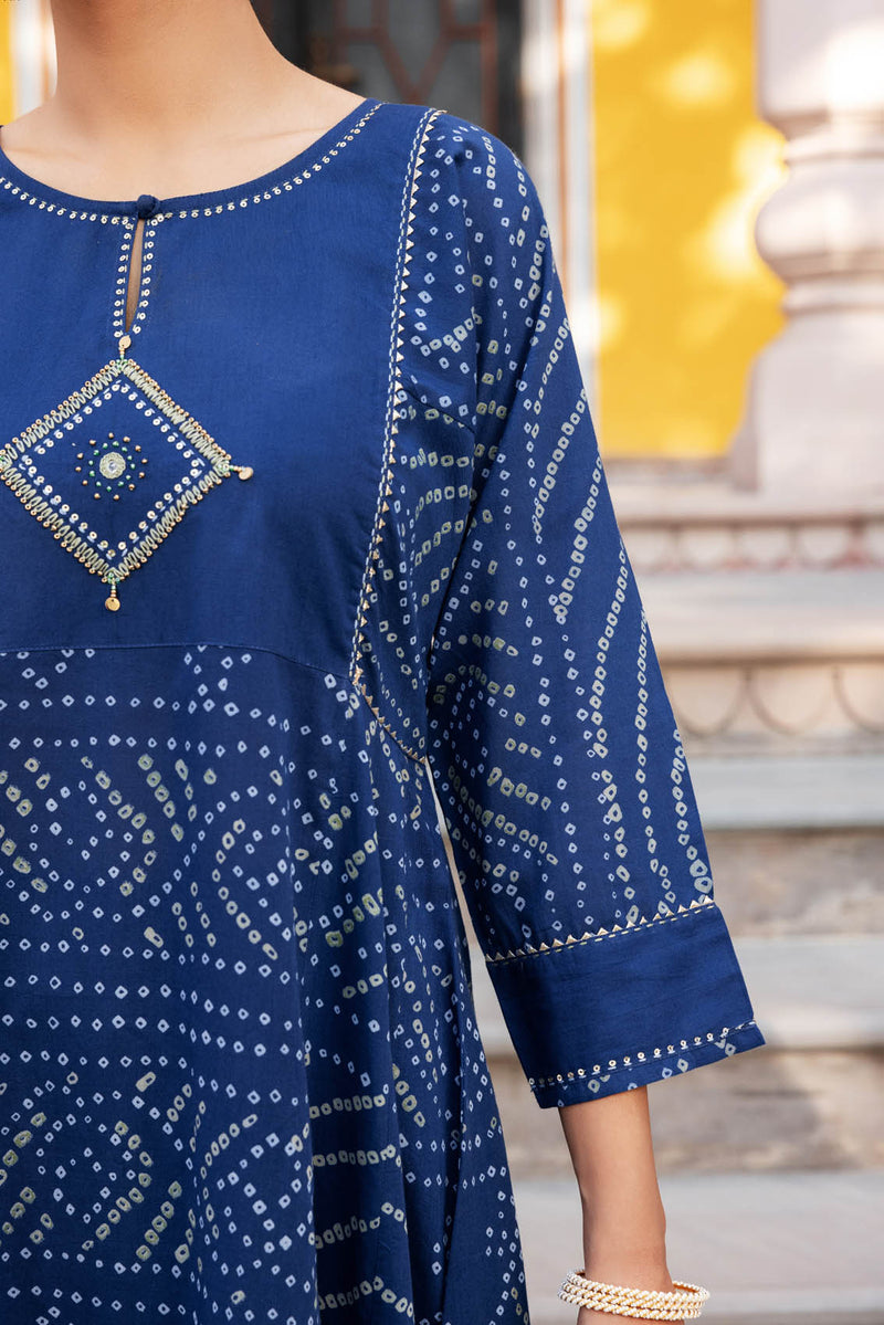 Royal Blue Bandhani Kurta