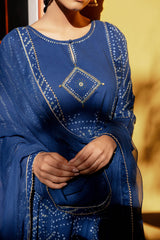 Royal Blue Bandhani Kurta