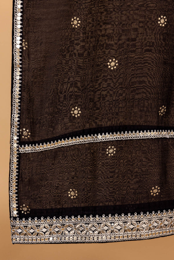 Black Chanderi Dupatta