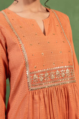 Peach Gathered Kurta