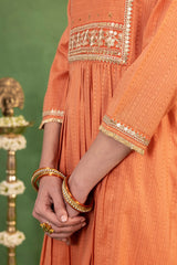 Peach Gathered Kurta