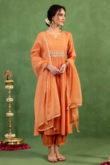 Peach Gathered Kurta