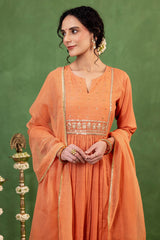 Peach Gathered Kurta