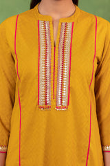 Yellow Ochre Dobby Kurta