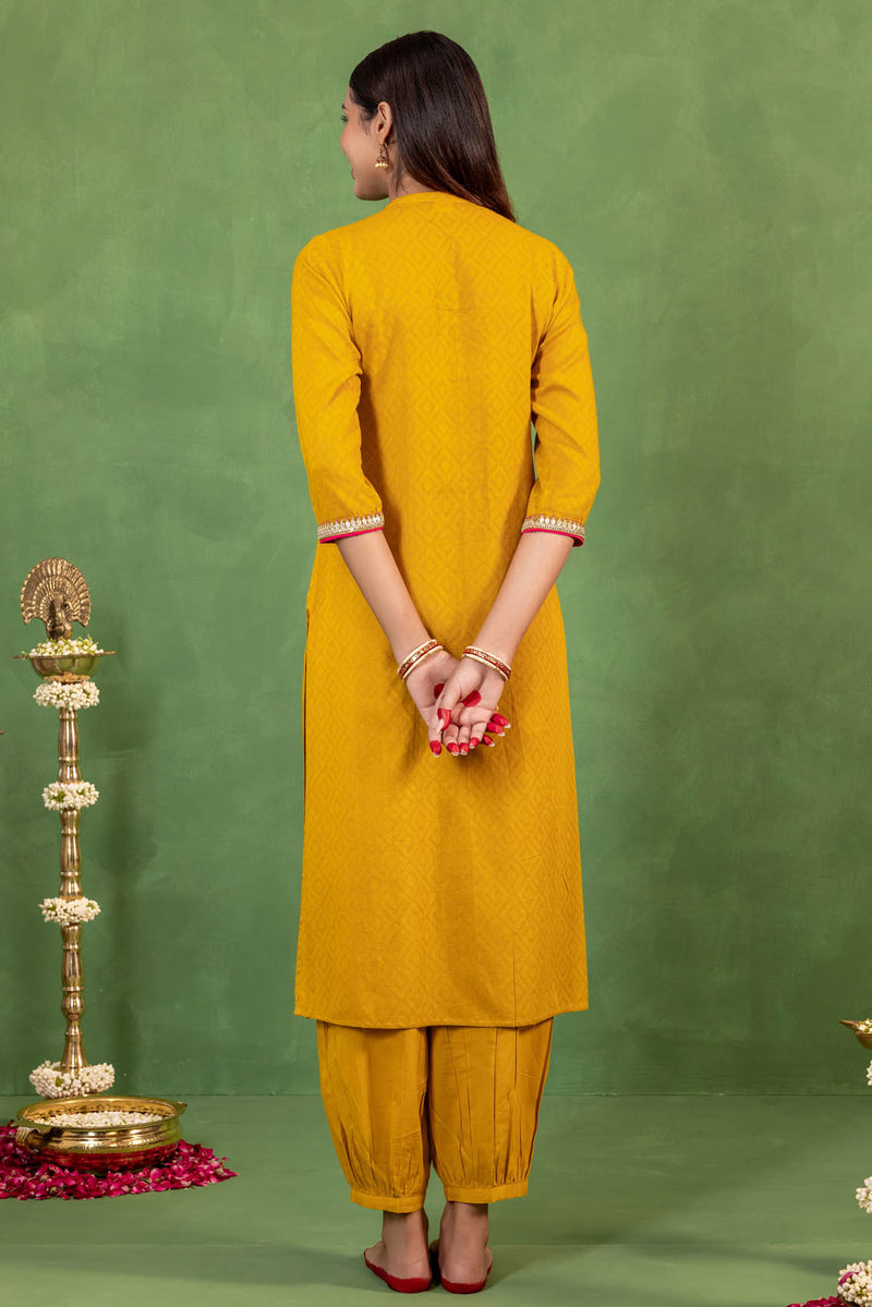 Yellow Ochre Dobby Kurta