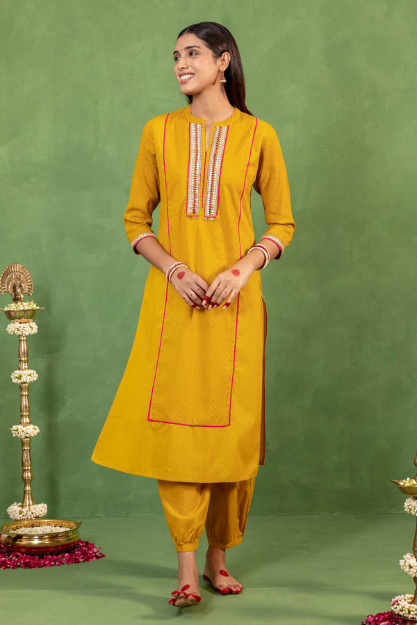 Yellow Ochre Dobby Kurta