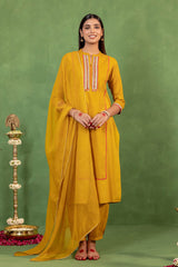 Yellow Ochre Dobby Kurta