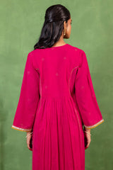 Rani Pink Gathered Kurta