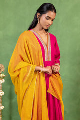 Rani Pink Gathered Kurta