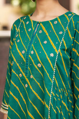 Teal Lehariya Kurta