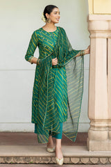 Teal Lehariya Kurta