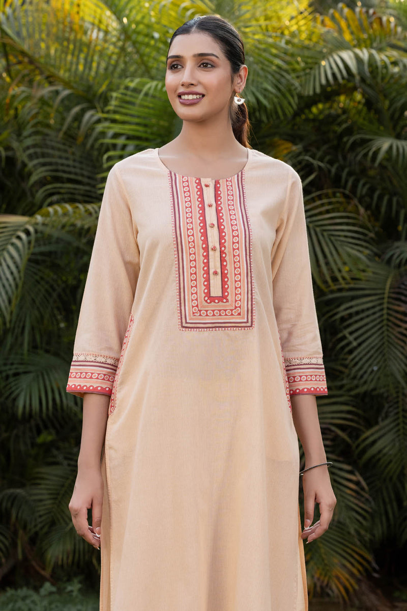 Peach Pocket Kurta