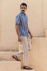 Indigo Striped Half Sleeve Shirt