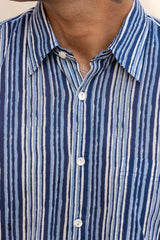 Indigo Striped Half Sleeve Shirt