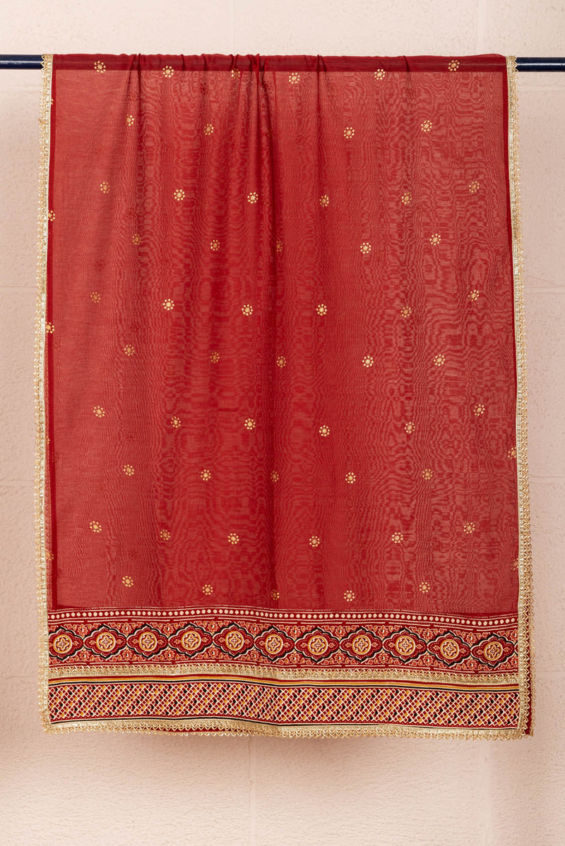 Rust Chanderi Dupatta