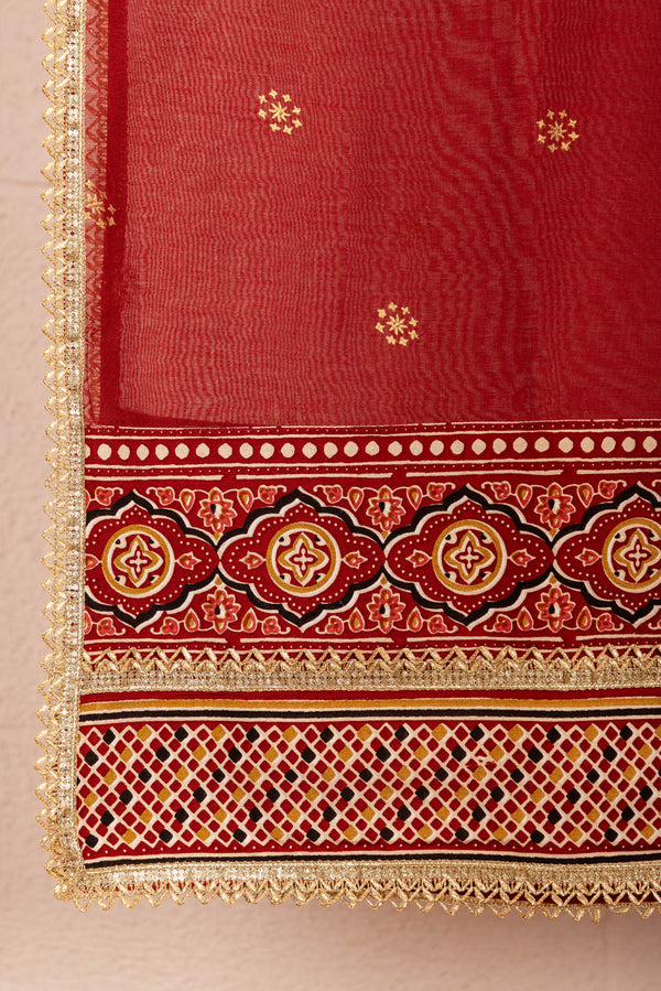 Rust Chanderi Dupatta