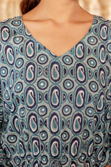 Green Paisley Block Print Kaftan