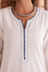 White Hand Embroidered Kurta