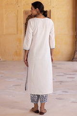 White Hand Embroidered Kurta