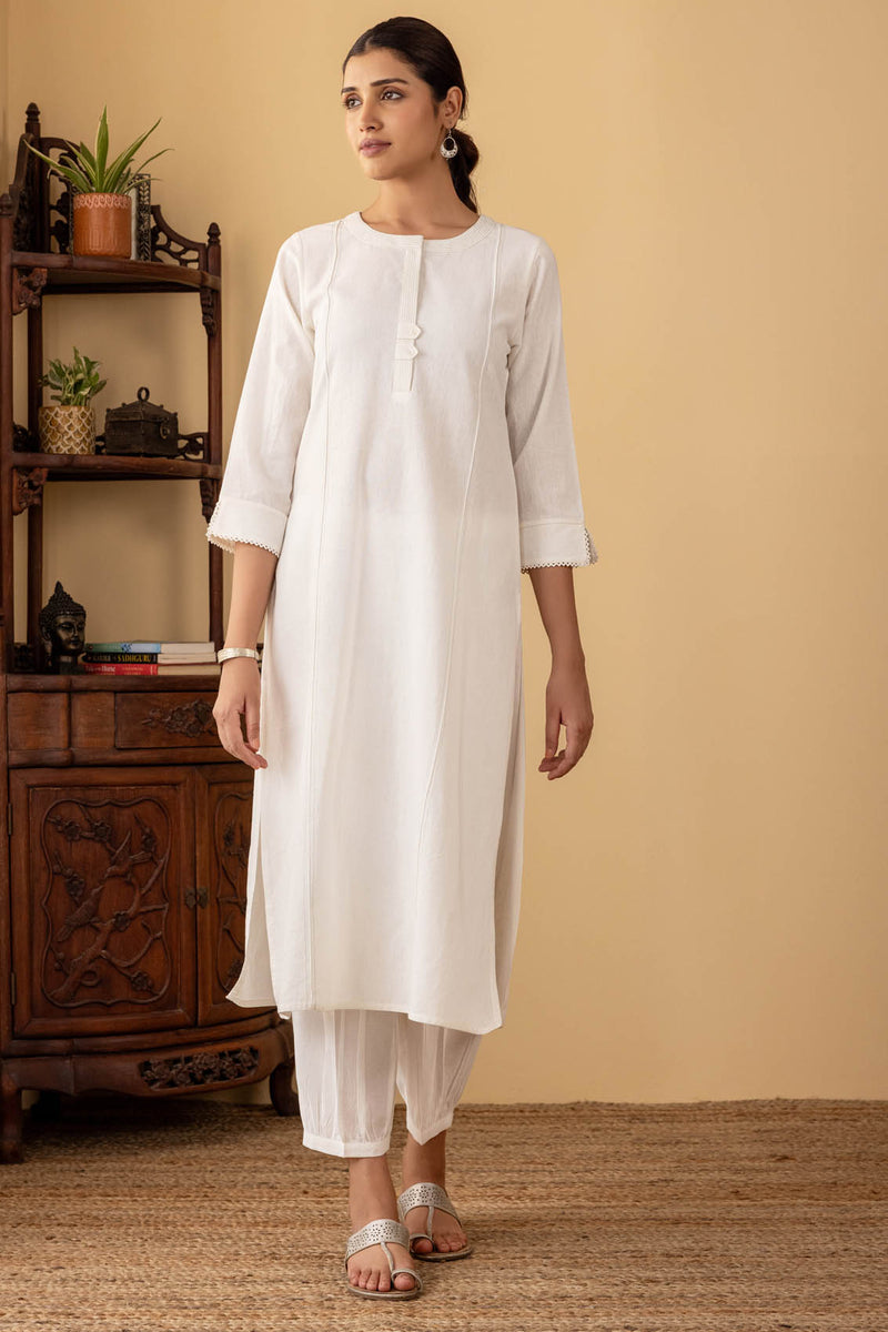 White Couching Kurta