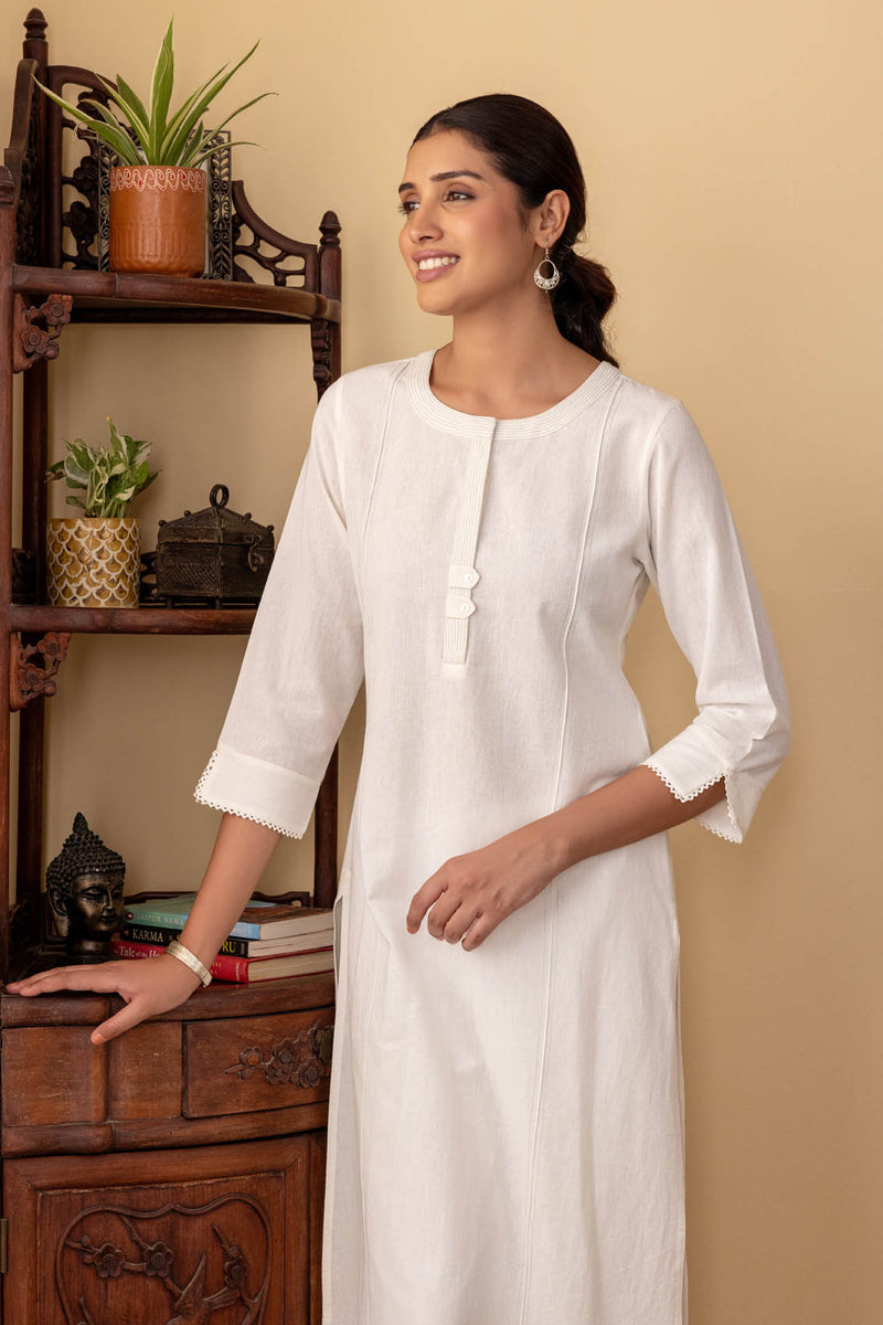 White Couching Kurta