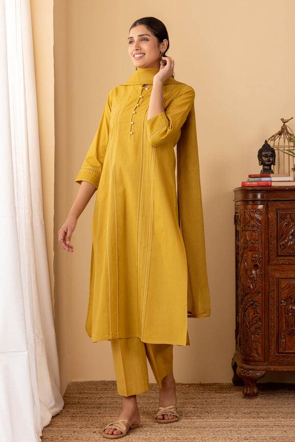 Mustard Mul Kurta