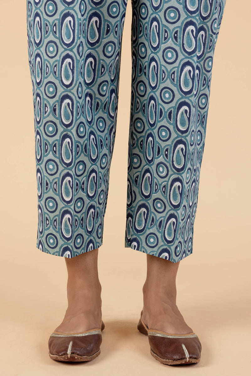 Green Paisley Block Print Trousers