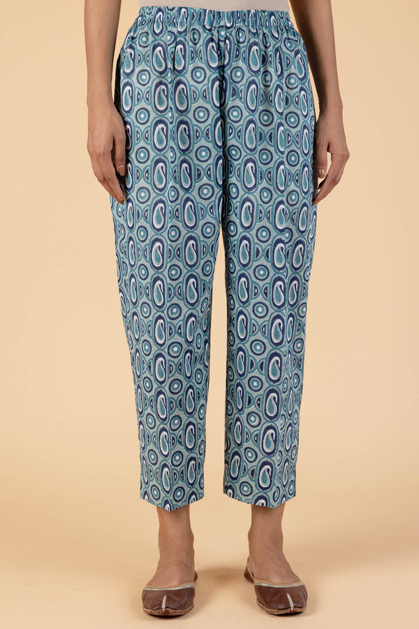 Green Paisley Block Print Trousers