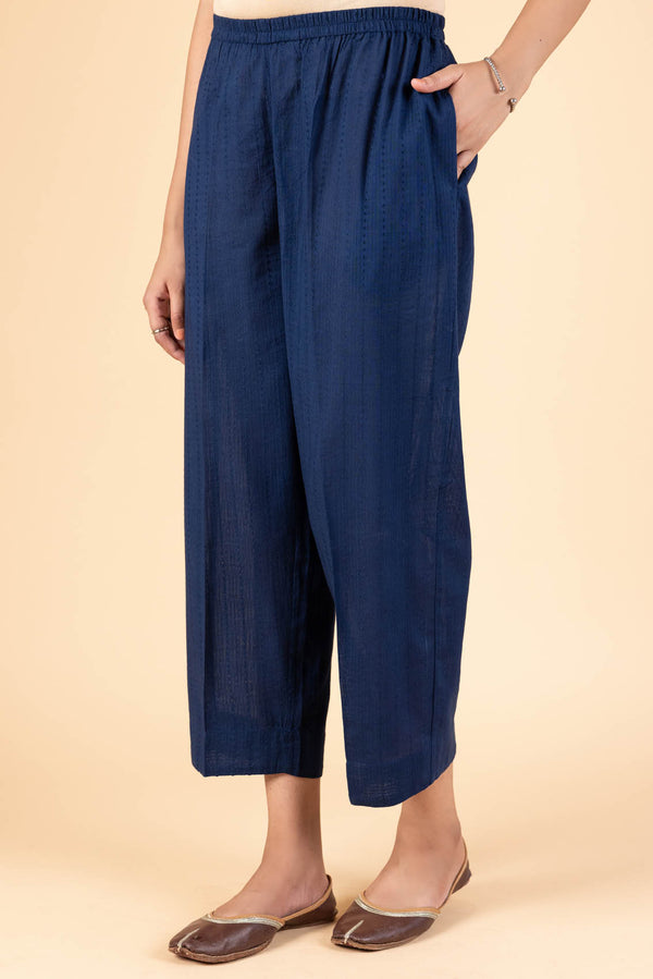 Indigo Dobby Wide Legged Trousers