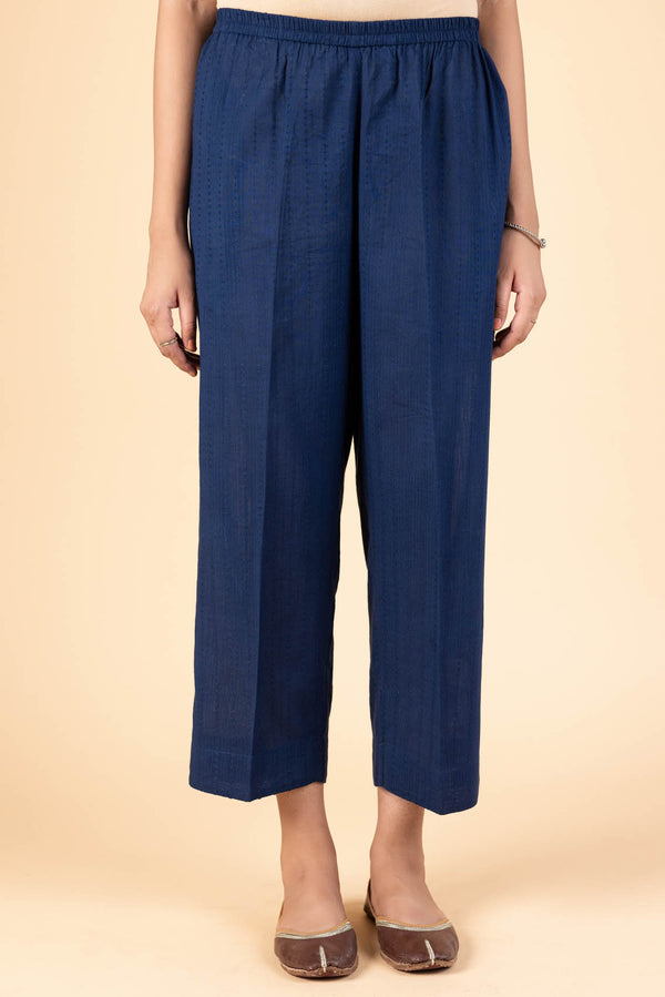 Indigo Dobby Wide Legged Trousers