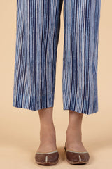 Indigo Striped Wide Legged Trousers