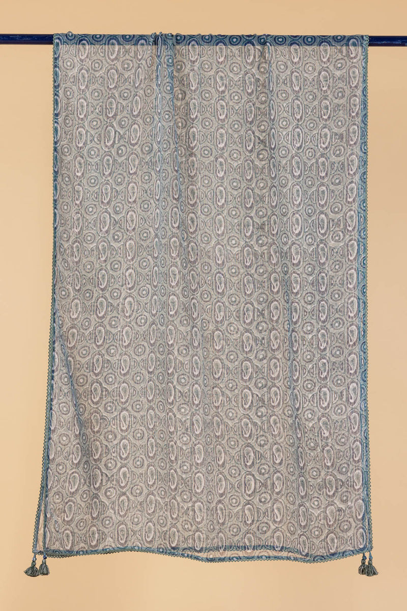 Green Paisley Block Print Dupatta