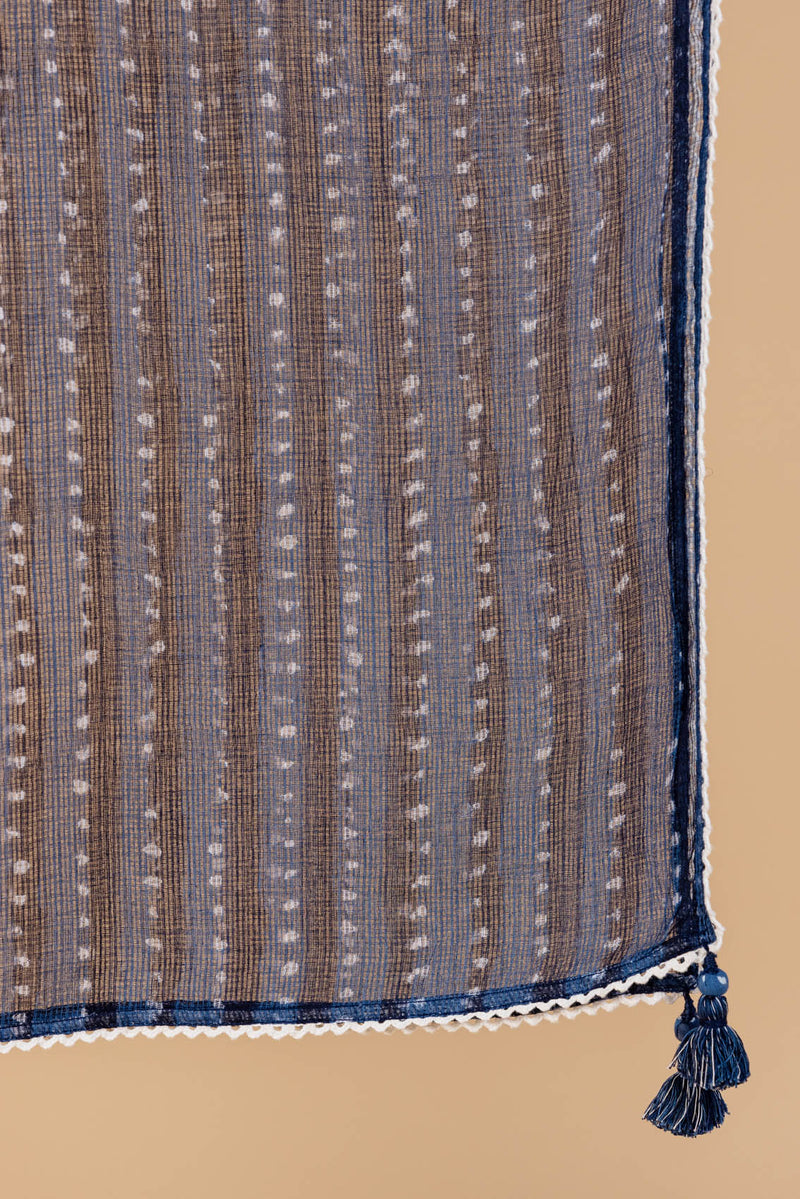 Indigo Striped Doria Dupatta