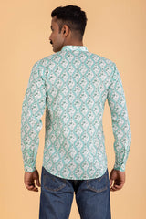 Aqua Mandarin Collar Shirt Kurta