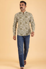 Floral Green Kurta Shirt