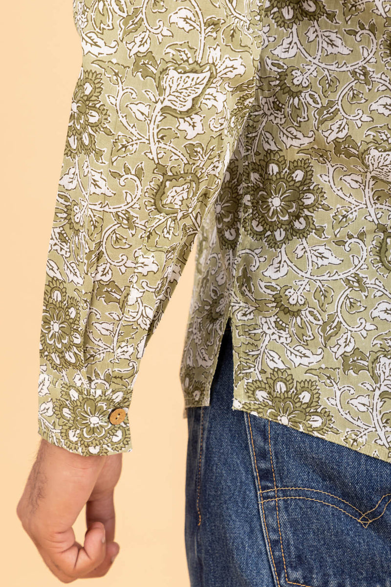 Floral Green Kurta Shirt