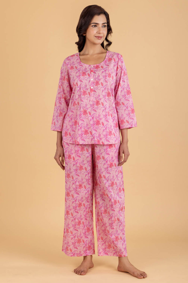 Pink Floral Pajama Set
