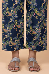 Paisley Printed Deep Blue Trousers