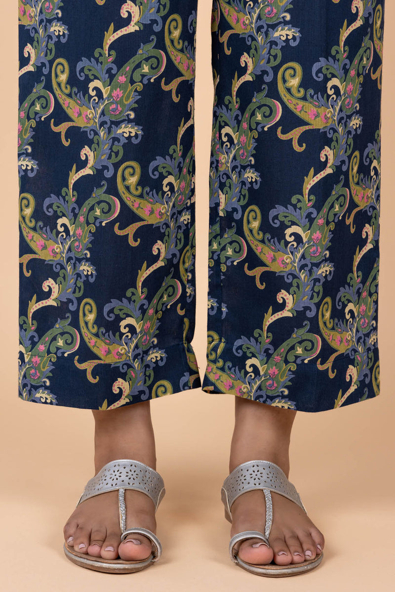 Paisley Printed Deep Blue Trousers