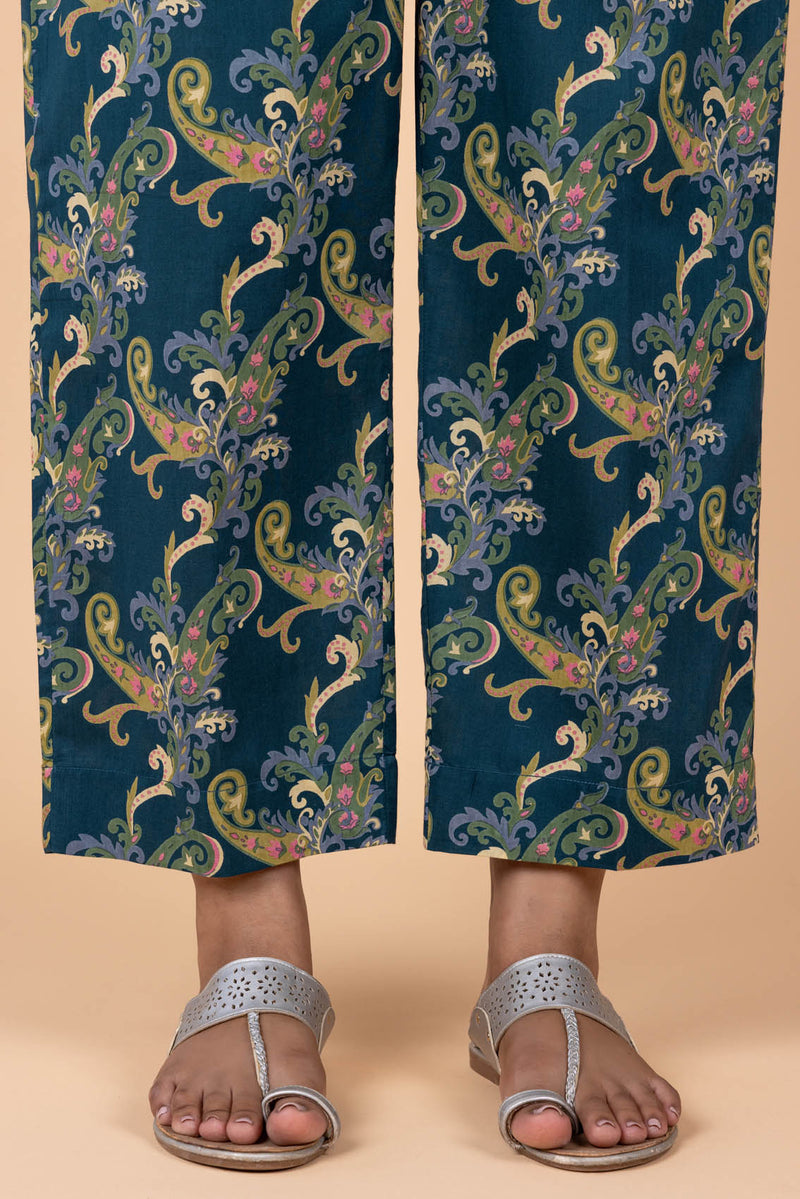 Paisley Printed Deep Green Trousers