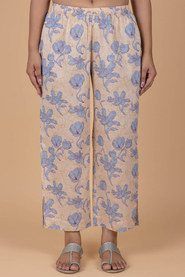 Beige Printed Trousers