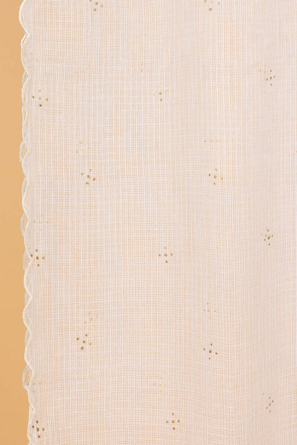 Cream Scalloped Dupatta