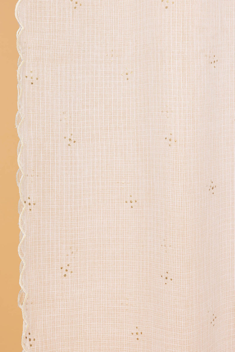 Cream Scalloped Dupatta