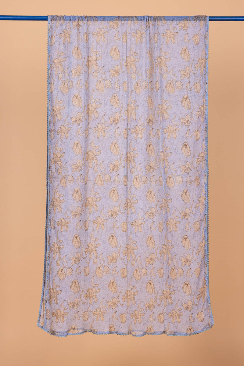 Blue Blossoms Chiffon Dupatta