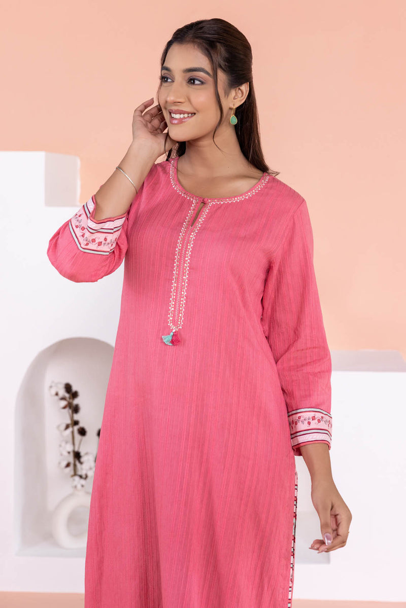 Pink Dobby Kurta