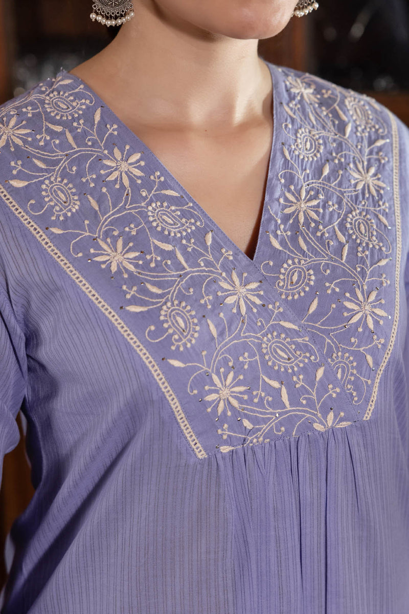 Lavender Chikankari Kurta