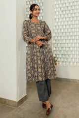 Grey Floral Fine Twill Kurta