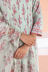 Minty Floral Pleated Kurta