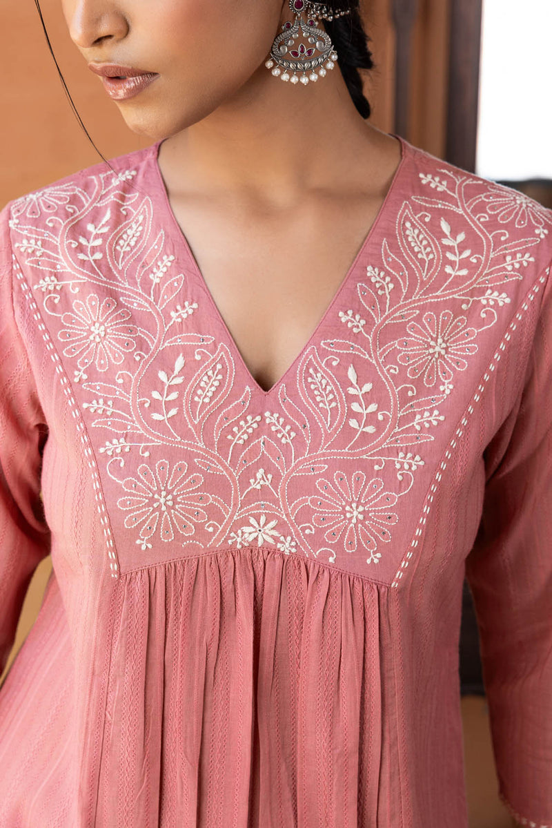 Pink Chikankari Kurta