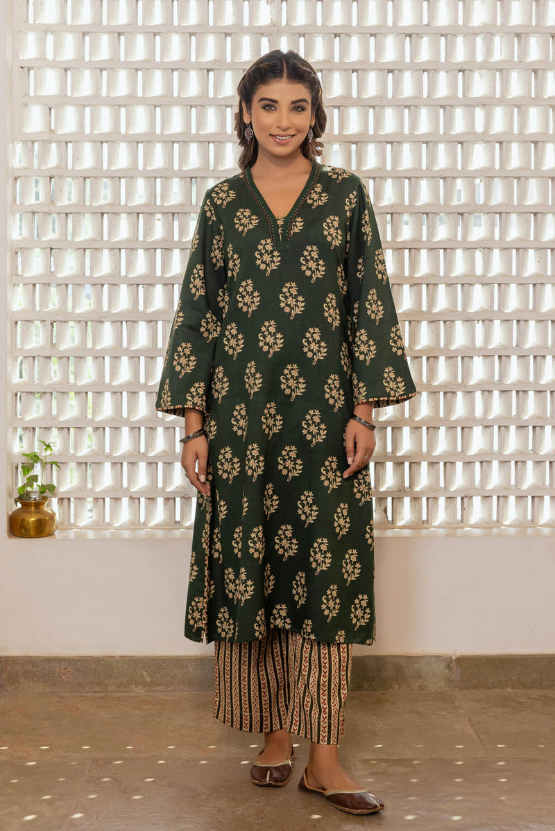 Forest Green Fine Twill Kurta